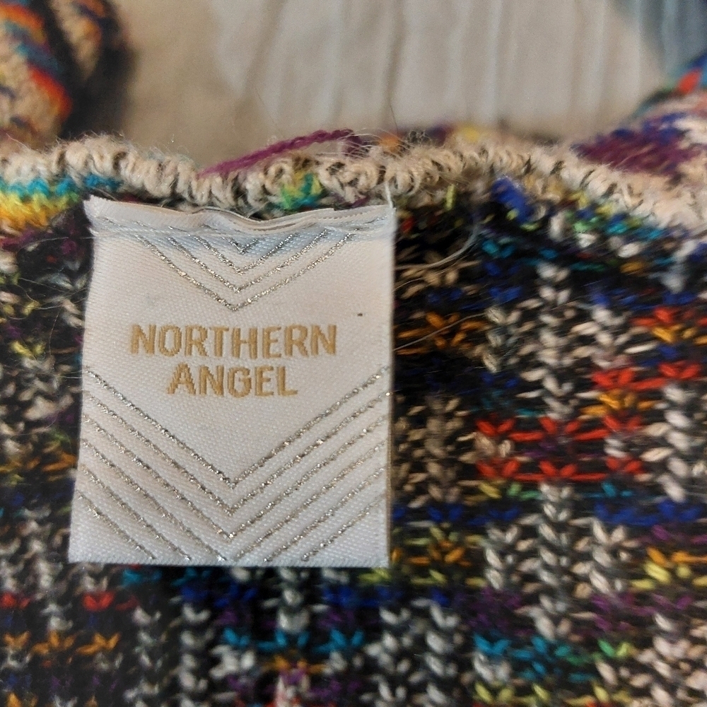 Northern Angel Ladies Long Sleeve Rainbow Hooded Cardigan Duster- size XS-S - Picture 5 of 5